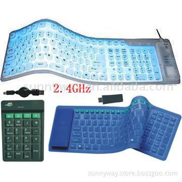 2.4GHz Wireless Flexible Keyboards, Luminescent Keyboard, Numeric Keyboard